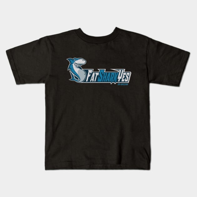 FatSharkYes Shark + Text Kids T-Shirt by Tusn